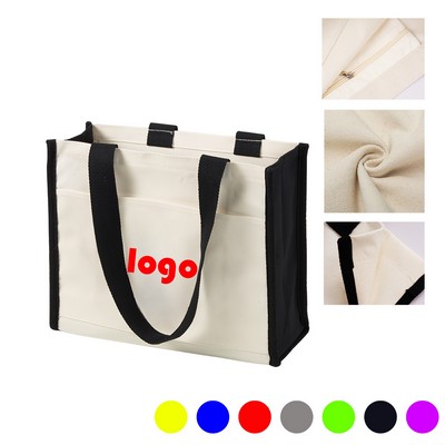 14 oz Cotton Canvas Tote Bag With Front Pocket